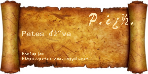Petes Éva névjegykártya